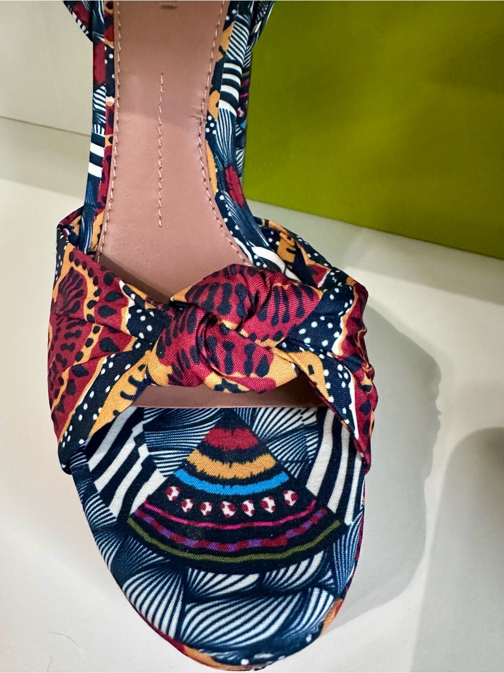 Gianni Bini Navy Pink Orange Patterned Platform Sandals - Picture 5 of 9